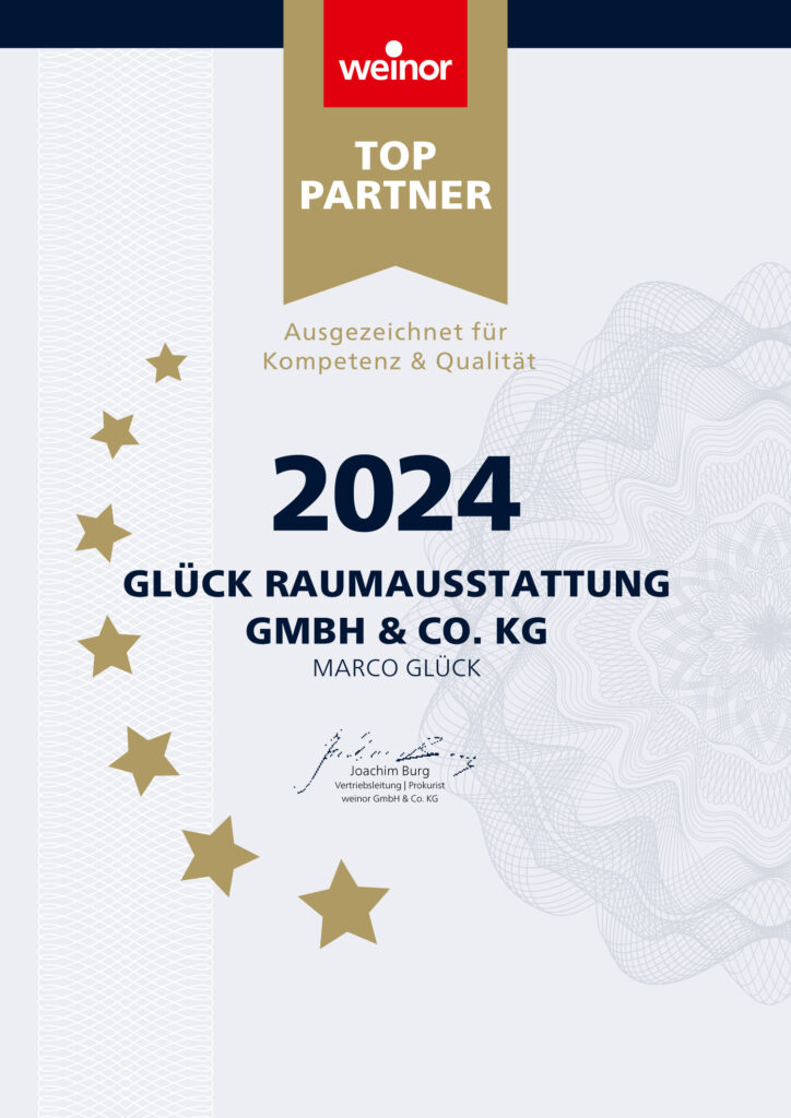 Urkunde Top Partner Weinor 2024 Weinor Dresden